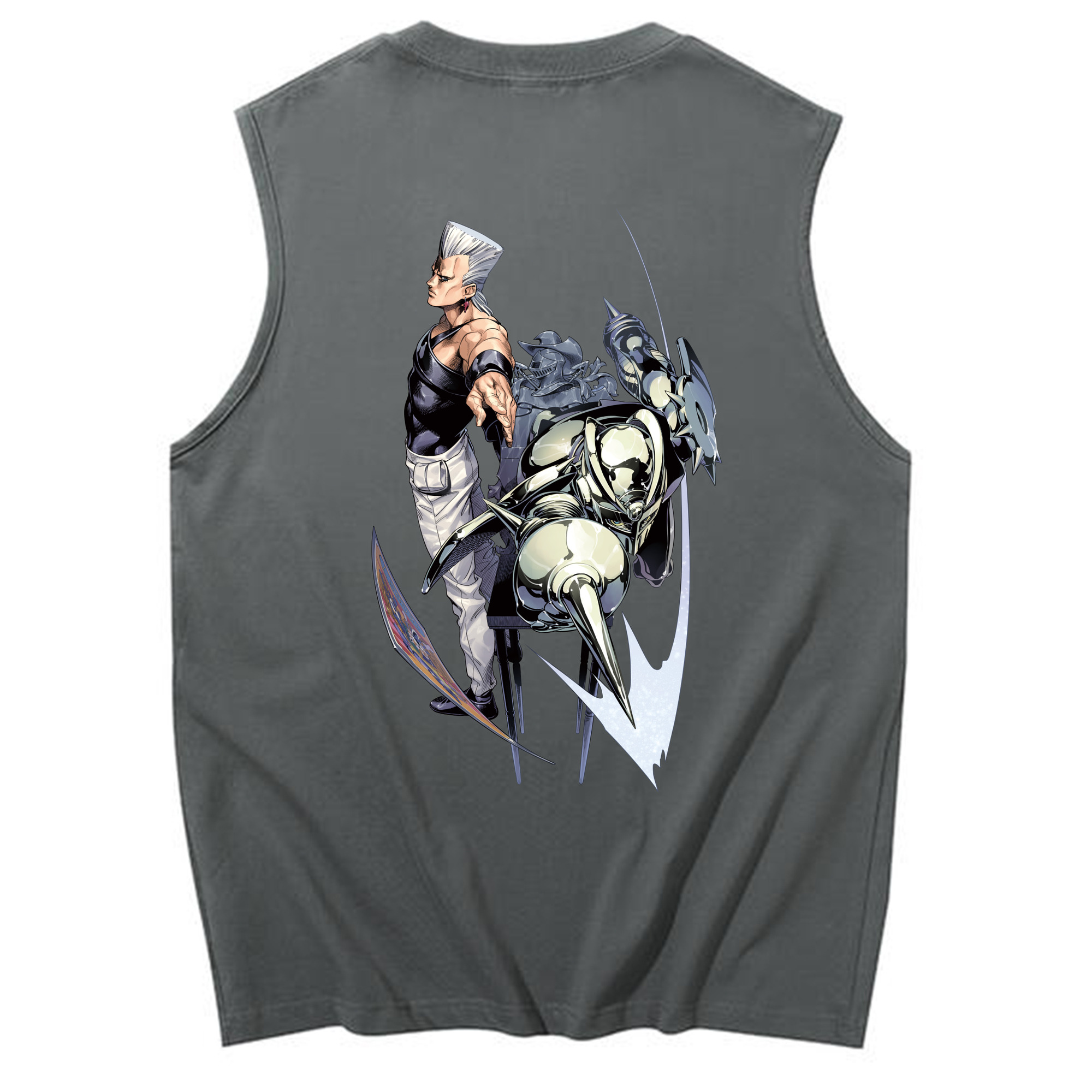 （画像用） ジョジョの奇妙な冒険 ジャン＝ピエール?ポルナレフ JoJo's Bizarre Adventure Jan Pierre Polnareff コットン100％タンクトップ（背面プリント）
